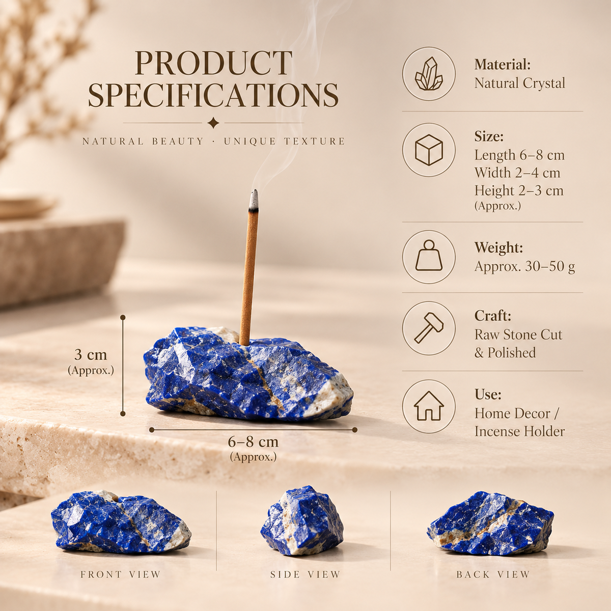 Sodalite Crystal Incense Holder
