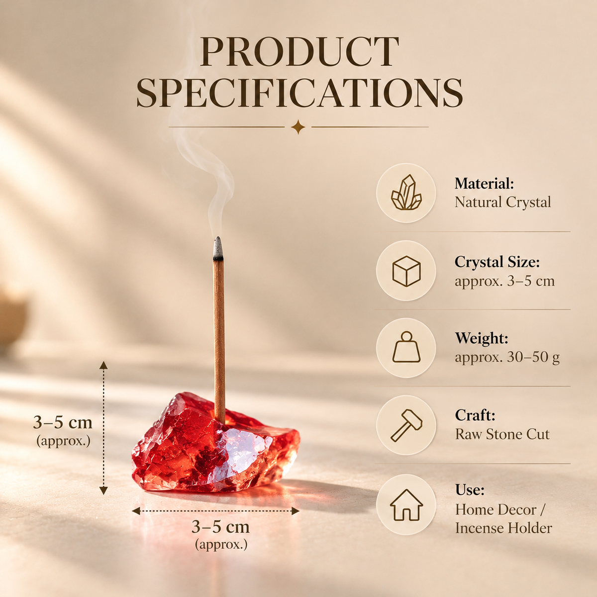 Red Crystal Incense Holder