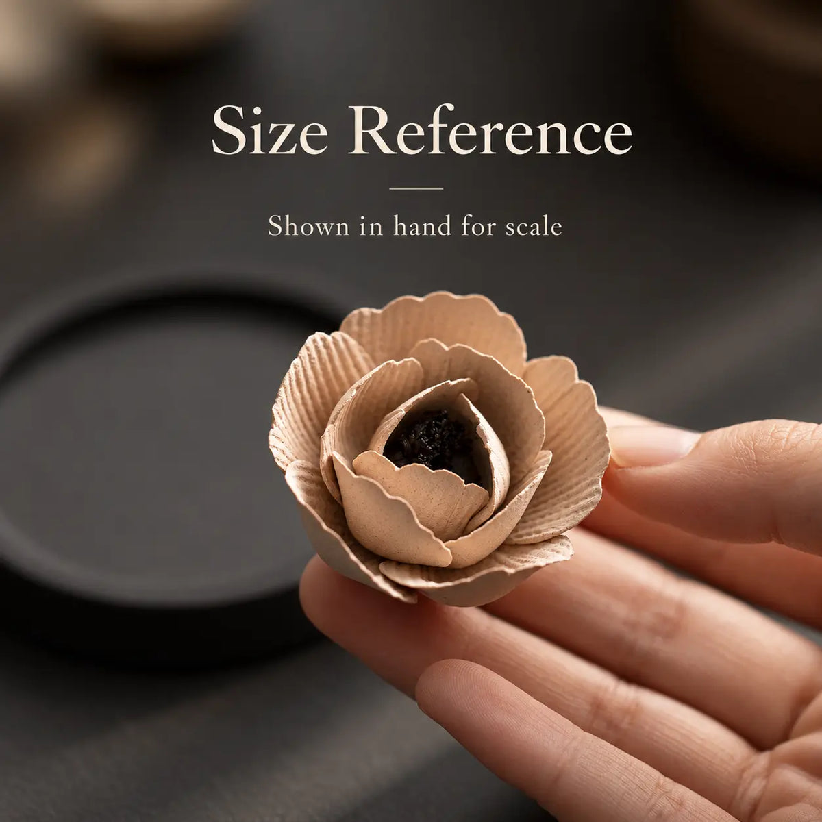 MORIVA-20261021-P007-08 | Ceramic Flower Incense Holder with Base Tray