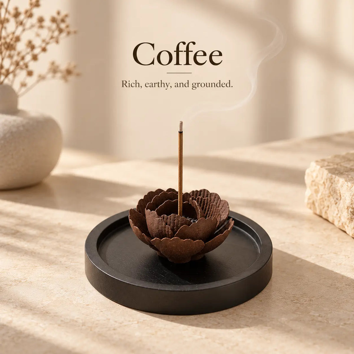 MORIVA-20261021-P007-03 | Ceramic Flower Incense Holder with Base Tray