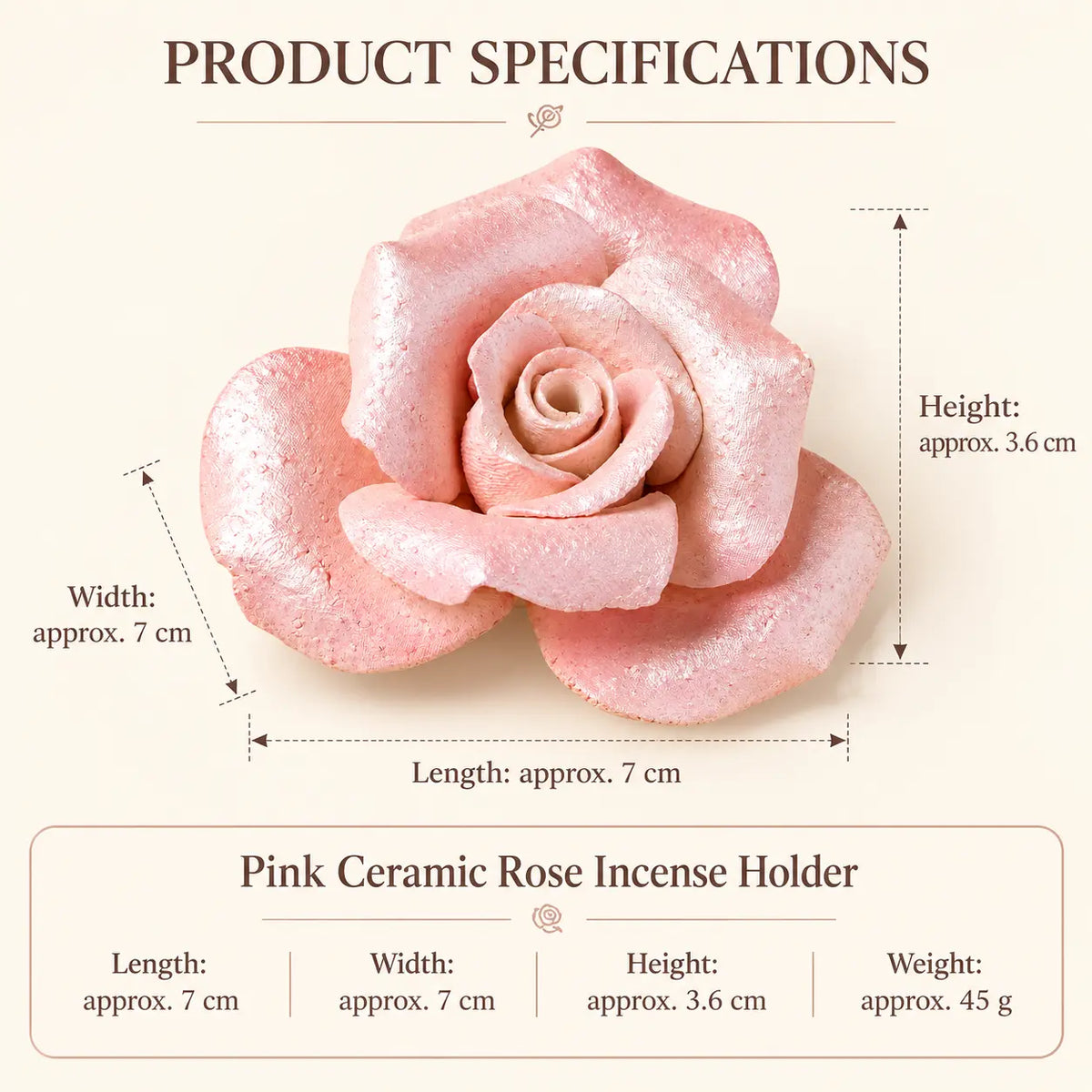 MORIVA-20261021-P006-11 | Pink Ceramic Rose Incense Holder