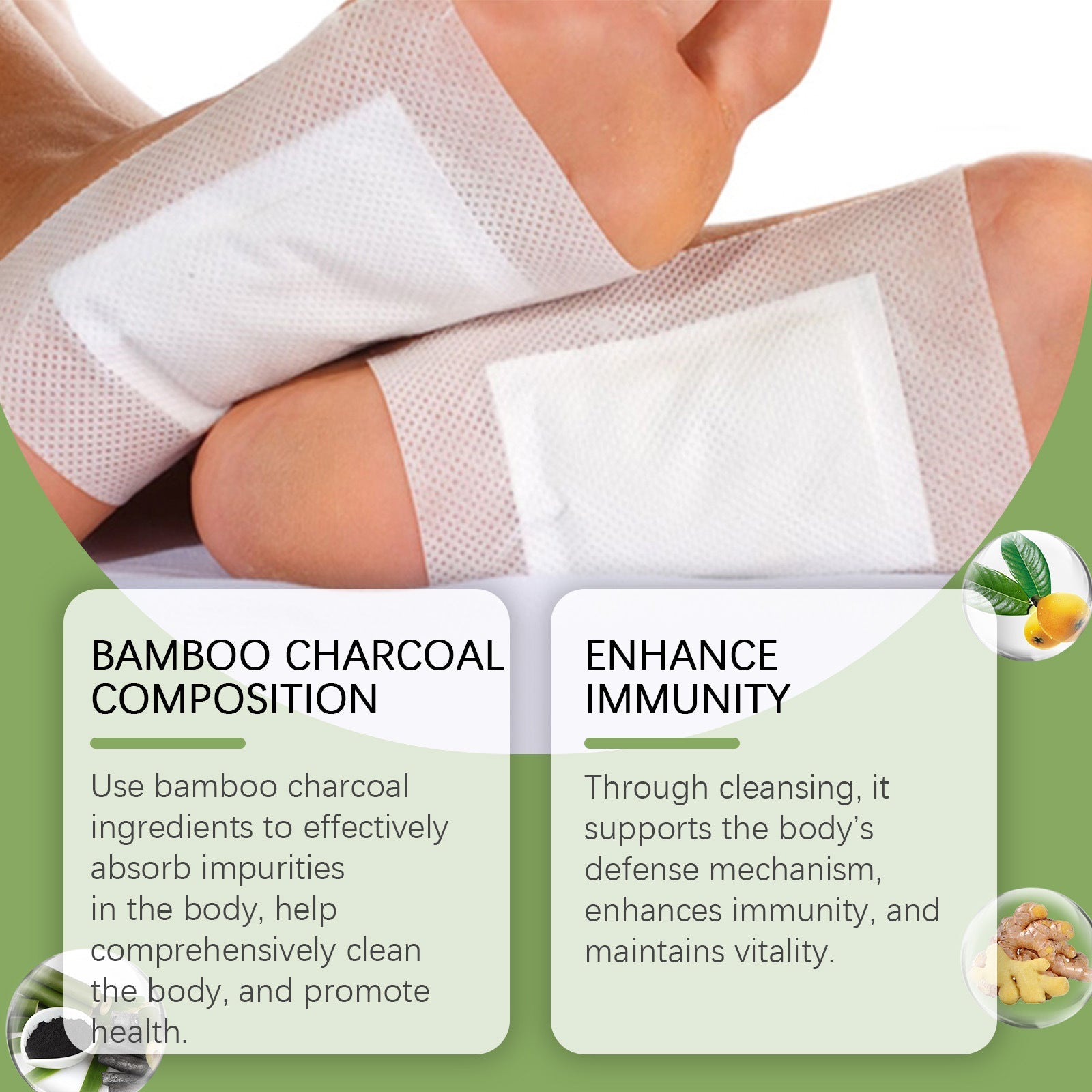 HOUKEA Bamboo Charcoal Foot Patches Gentle Daily Foot Cleaning and Body Care Bamboo Charcoal Foot Care Patch - moriva