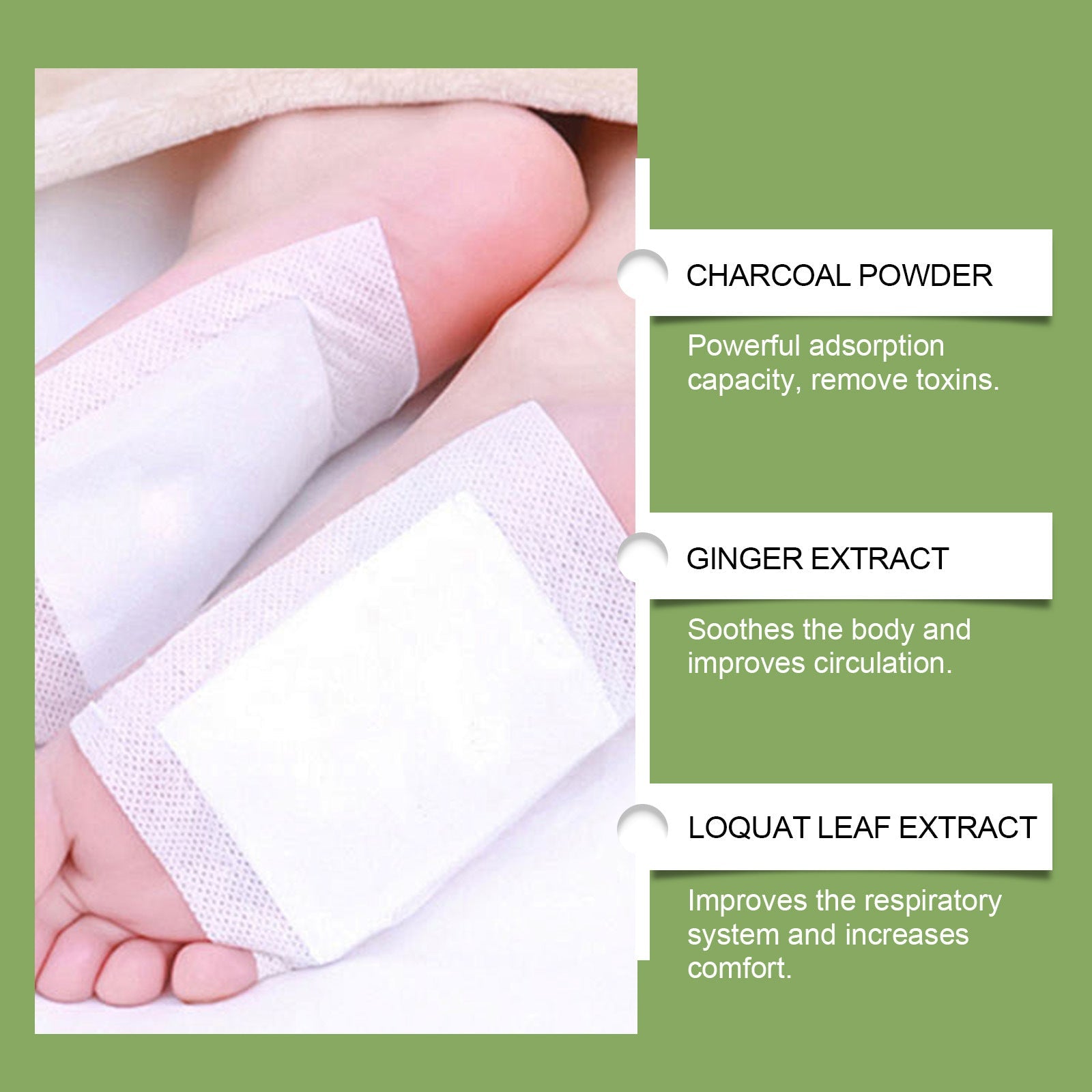 HOUKEA Bamboo Charcoal Foot Patches Gentle Daily Foot Cleaning and Body Care Bamboo Charcoal Foot Care Patch - moriva