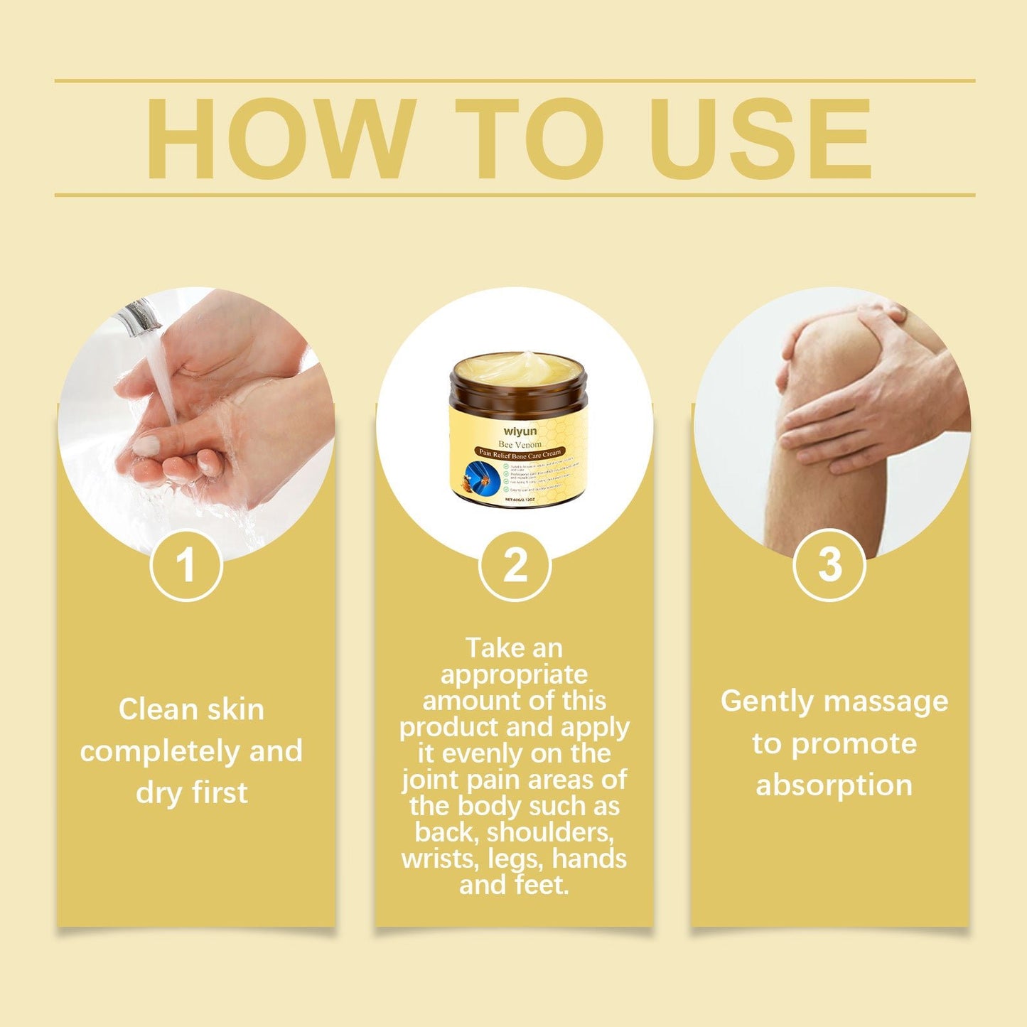 Wiyun Bee Venom Joint Care Cream Gentle And Soothing Wrist Knee Massage Body Topical Daily Care Cream - moriva